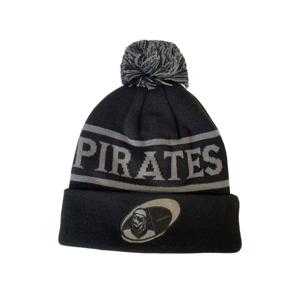 Cornish Pirates Bobble Hat Black and Grey